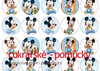 30 KS OBRÁZKŮ Z JEDLÉHO PAPÍRU BABY MICKEY MOUSE