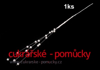 BÍLÉ PERLEŤOVÉ KULIČKY NA DRÁTCÍCH  5 KS