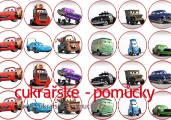 24 KS OBRÁZKŮ Z JEDLÉHO PAPÍRU CARS - AUTA