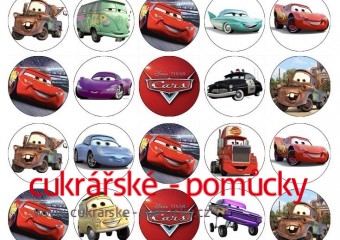 30 KS OBRÁZKŮ Z JEDLÉHO PAPÍRU CARS - AUTA