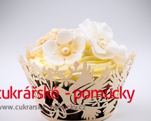 KOŠÍČKY NA CUPCAKES  12 KS  ZLATÉ - HOLUBIČKA