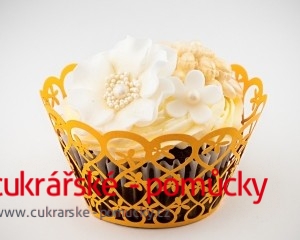 KOŠÍČKY NA CUPCAKES  12 KS  ORANŽOVÉ - KVĚTINY