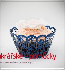 KOŠÍČKY NA CUPCAKES  12 KS  MODRÉ - KVĚTINY