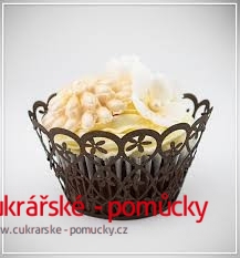 KOŠÍČKY NA CUPCAKES  12 KS  HNĚDÉ - KVĚTINY