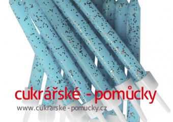 MODRÉ SVÍČKY S GLITRY