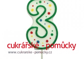 SVÍČKA NA DORT ZELENÁ PUNTÍK  3