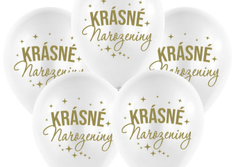 BALONEK BÍLÝ S POTISKEM KRÁSNÉ NAROZENINY