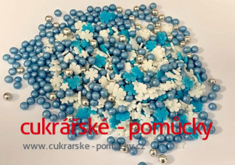 CUKROVÉ DEKORACE MIX MODRO - BÍLÝ   60 g