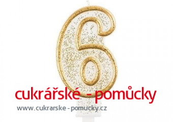 SVÍČKA NAROZENINOVÁ ČÍSLICE ZLATÁ  6