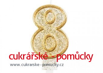 SVÍČKA NAROZENINOVÁ ČÍSLICE ZLATÁ  8