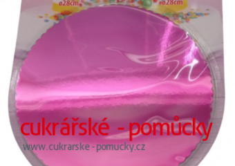 PODLOŽKA DORTOVÁ METALICKÁ DARK PINK  28 cm