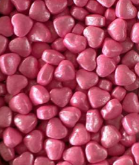 CUKROVÁ DEKORACE SRDÍČKA ROSE PINK