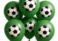 BALONKY ZELENÉ S FOTBALOVÝMI MÍČI   7 ks
